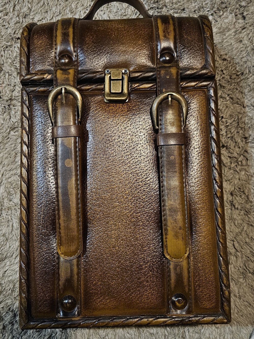 Men's Brown Leather Vertical Satchel Bag - Classic Carry